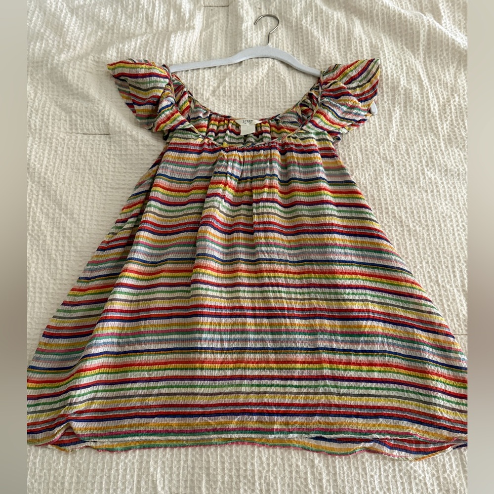 J.Crew Rainbow Ruffle Flutter Sleeve Top  
Travel Cruise No Size Likely Large/XL